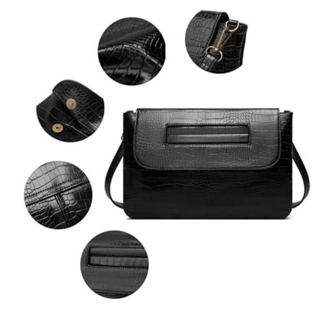 Women Classic Crocodile Pattern Vegan Leather Clutch Purse Oversized Female - Picture 5 of 6